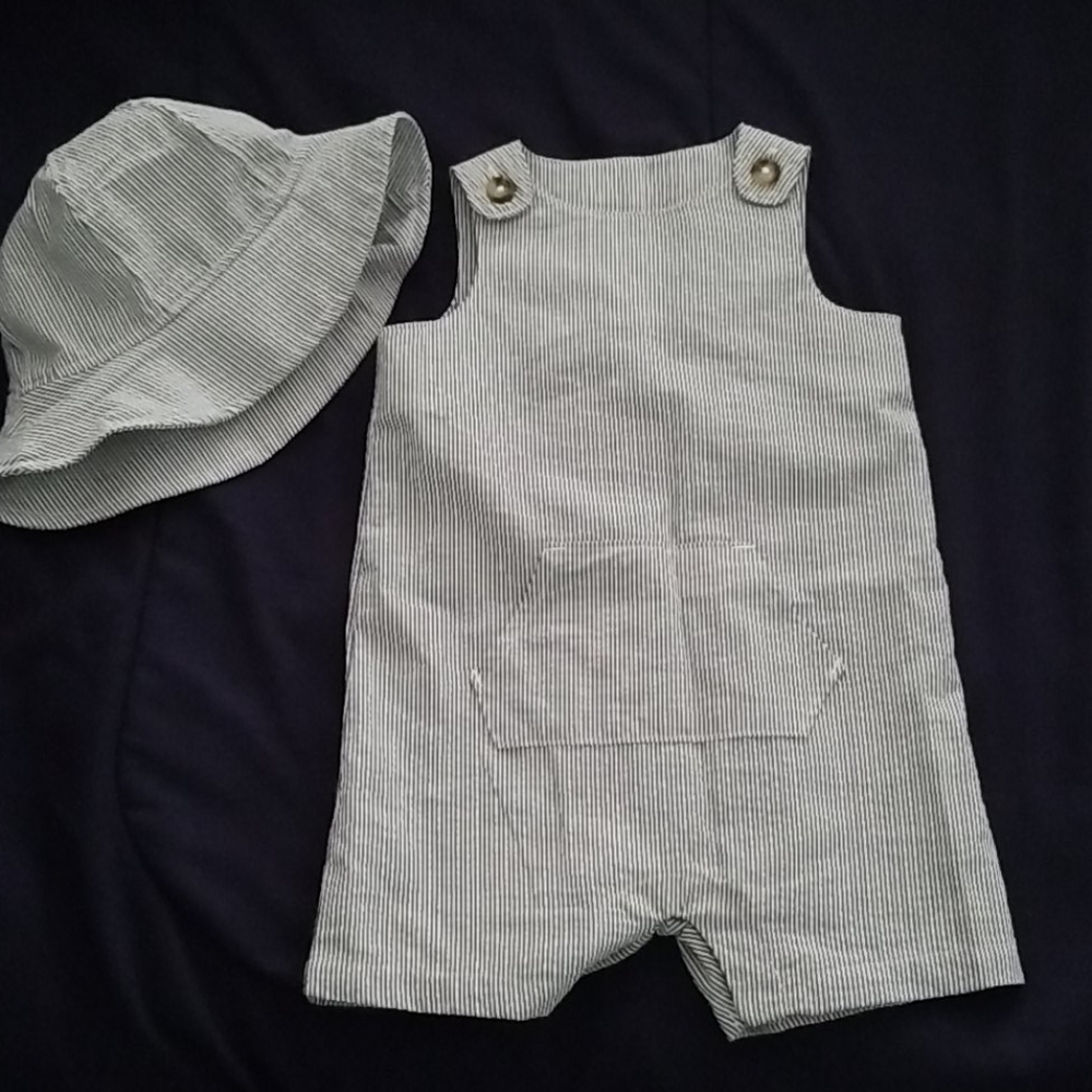 Adorable 12 month pinstripe romper with hat